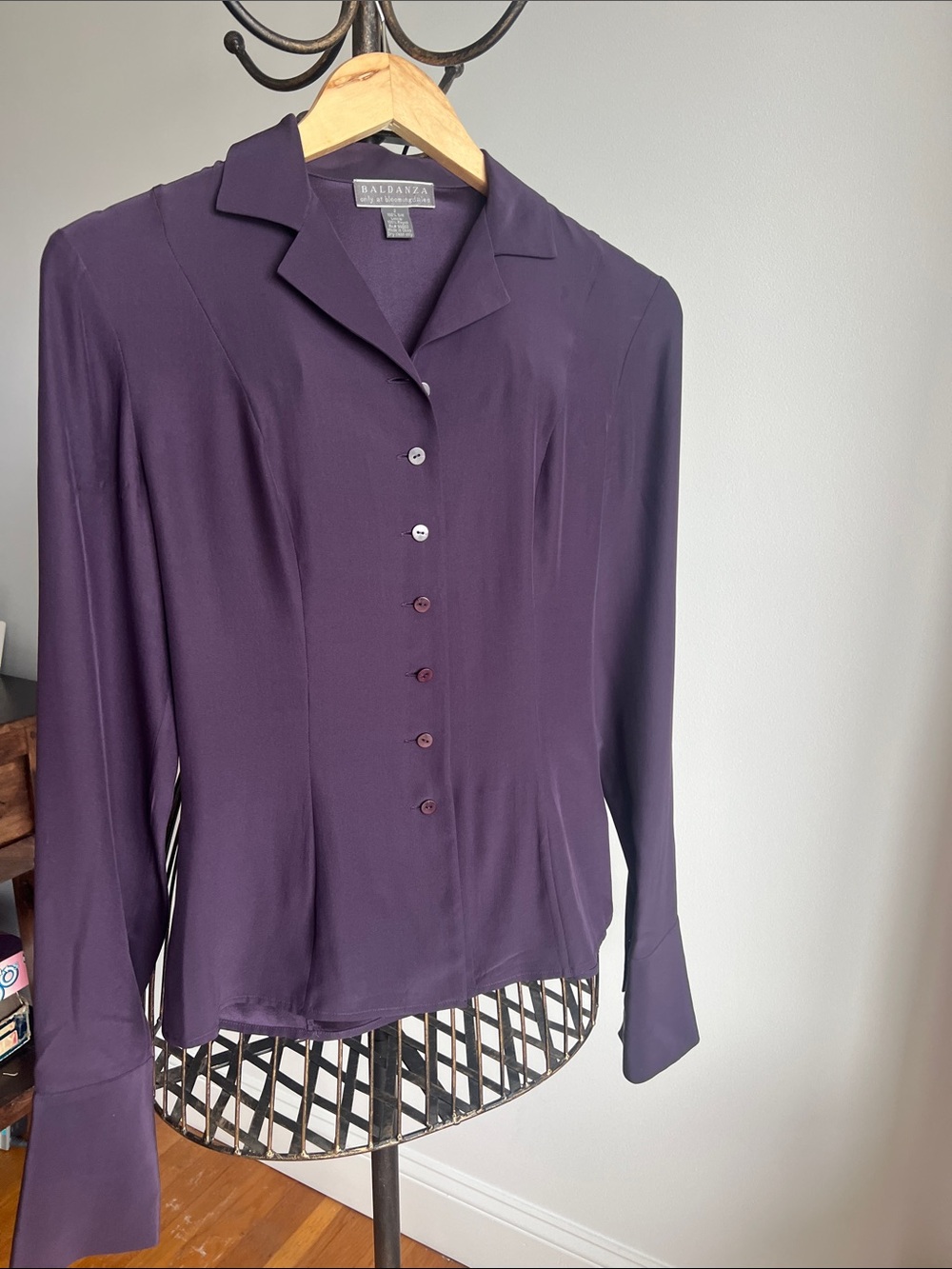 Women's Plum Silk-Like Button-Down Shirt